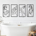 Bakovity Black Metal Bathroom Wall Art, Minimalist Woman Line Wall Decor, Metal Wall Decor for Bathroom Bedroom Living Room (4 Pcs,17 x 9 in) by BakovityOutdoorGlovesGear