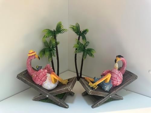 MUAMAX 2Pcs Pink Flamingo Figurines Resin Flamingo Bird Sculpture,Small Flamingo Ornaments for Coastal Home Wedding Decor, Housewarming Flamingo Gifts for Woman,Desk Tropical Holiday Decoration - Image 5