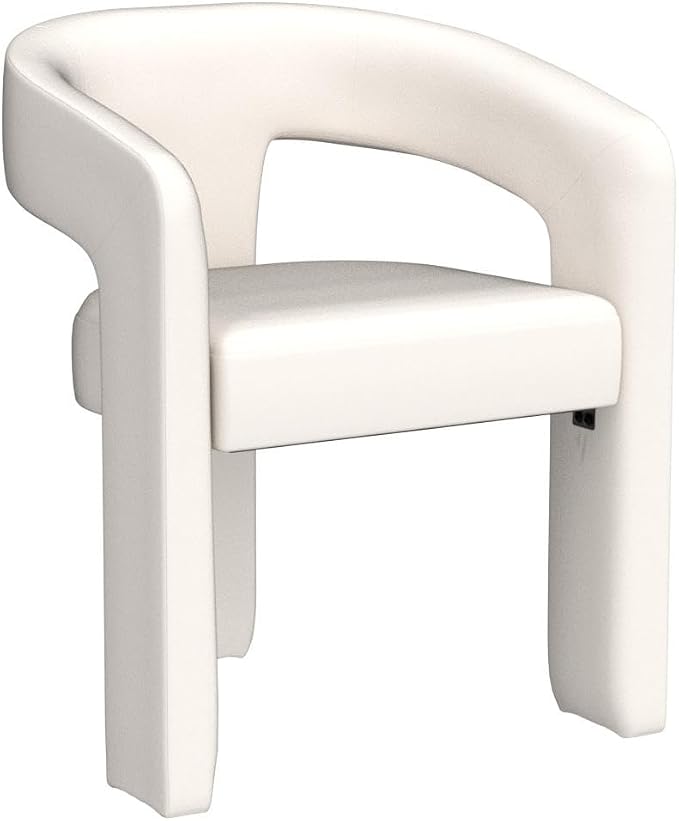 Modern Chenille Barrel Dining Chair Upholstered Fabric Dining Room Chair - Image 4