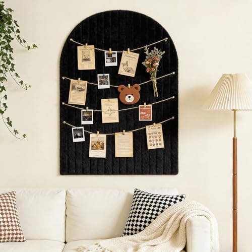 Large Arched Felt Bulletin Board, Sized 36" x 24" for Office & Wall Decor – 6 Customizable Adhesive Tiles with Pins are Perfect to Display Your Photos (Black) - Image 5