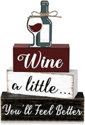 Marsui 4 Pcs Wine Decorations Wooden Farmhouse Wine Bar Sign for Kitchen by Marsui