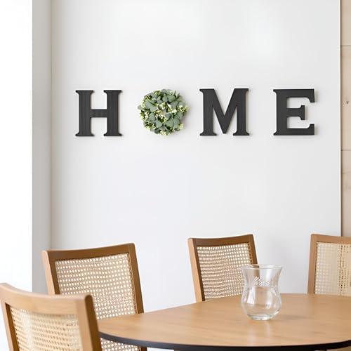 Mkono Home Sign Wall Decor, Farmhouse Wood Letters Eucalyptus for O, Black - Image 5