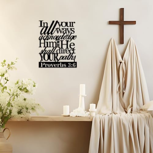 Proverbs 3:6 Bible Verse Metal Wall Art, Religious Wall Sign, 11.4x14.1inch - Image 2