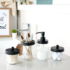Amolliar Mason Jar Bathroom Accessories Set, 4Pcs Glass Bathroom Set, Black - Image 6