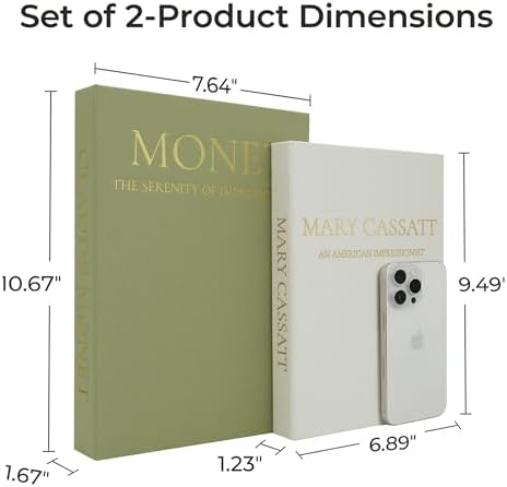 Premium Linen Faux Book Box Set of 2: Aesthetic Book Safe with Hidden Storage for Living Room Console Table & Bookshelf Decor, Home Organizer, Green & Beige, Tallest 10.67in - Image 5