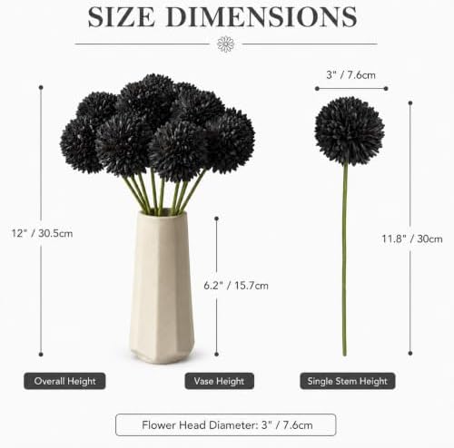 Mandy's 12pcs Artificial Black Ball Chrysanthemum Flowers - Image 3