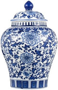 Small Blue and White Ginger Jar with Lid, 7.87 Inch Ceramic Chinoiserie Ginger Jar, Decorative Porcelain Ginger Vase with Exquisite Floral Patterns for Home, Living Room & Office by Unknown