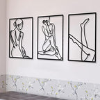 CHENGU 3 Pieces Metal Minimalist Abstract Woman Wall Art Line Drawing Wall Art Decor Single Line Female Home Hanging for Kitchen Bathroom Living Room - Image 2