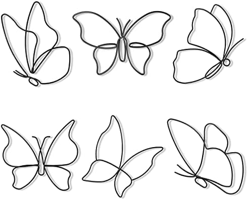 Hotop 6 Pieces Black Metal Butterfly Wall Decor Wired Butterflies Wall Art by HOTOP