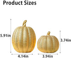 FESTGLOX Pumpkin Fall Decor Indoor, 2Pcs Resin Gold Pumpkin for Decorating - Image 6