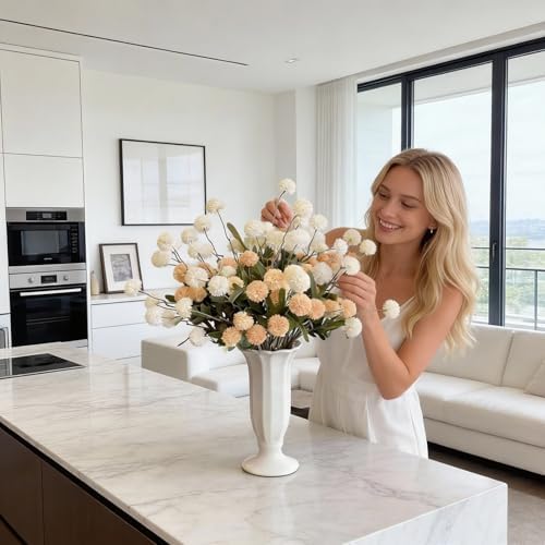 Artificial Flowers for Vase 10 Pcs, 20 Inch Fake Mums with Long Stems - Image 2
