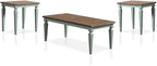 BOWERY HILL Transitional Wood 3-Piece Coffee Table Set, Antique Blue and Oak by BOWERYHILL