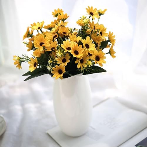 Artificial Daisy Flowers, Fake Silk Flower Marguerite Daisies Shrubs 4 Pack - Image 4