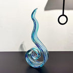 11.4" Tall Hand Blown Glass Sculpture, Murano Style Art Glass Figurine, Modern Coastal Home Decor Accent for Shelf, Table, TV Stand, Living Room Decoration - Image 3