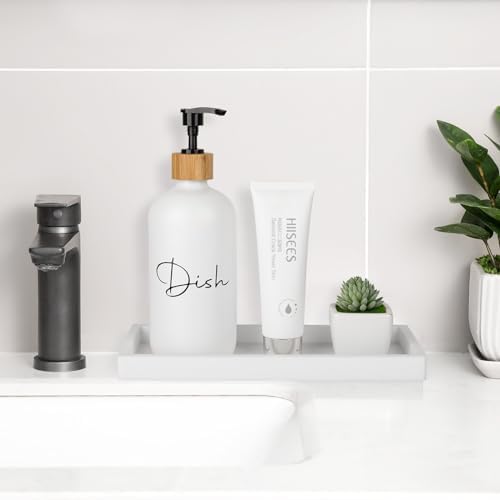Silicone Bathroom Vanity Tray Dish Soap Holder Sink Organizer, White - Image 2
