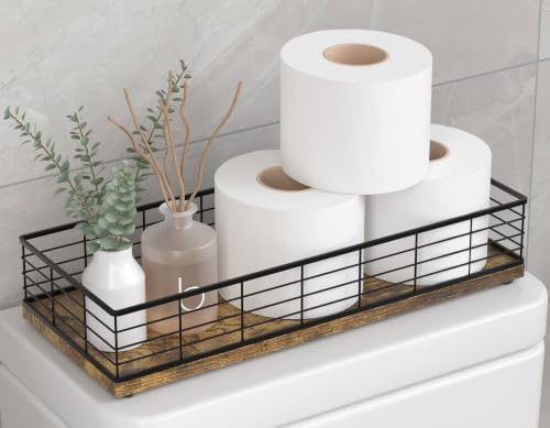 Toilet Paper Storage Basket, 16" Large Wood Toilet Paper Basket by Focusonit