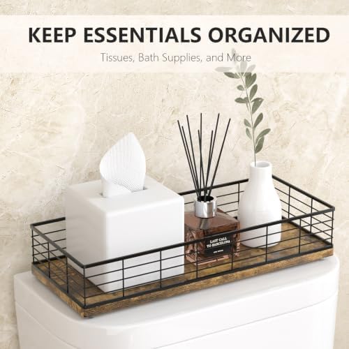 Toilet Paper Storage Basket, 16" Large Wood Toilet Paper Basket - Image 3