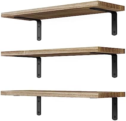 DOLLFIO Floating Wall Shelves, Decor & Storage, Rustic Brown, 16.5'', 3Pcs by DOLLFIO