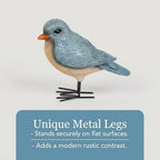 The Bridge Collection Rustic Blue Bird Figurine - Standing Songbird Decor - Image 4