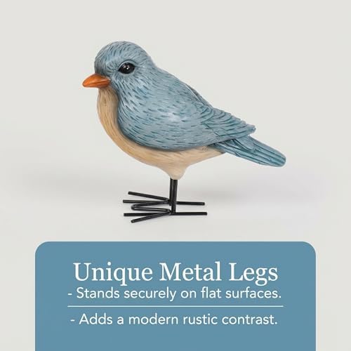 The Bridge Collection Rustic Blue Bird Figurine - Standing Songbird Decor - Image 4