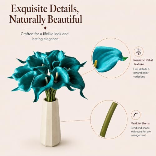Mandy's 12pcs Teal Calla Lily Artificial Flowers - Image 4