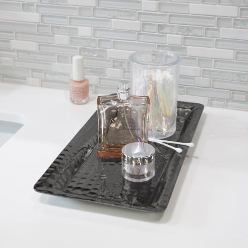 Monarch Abode Decorative Tray – 12-Inch Hand Hammered Dark Grey Metal Bathroom Tray Countertop, Vanity Trays Organizer, Perfume Plate for Dresser, Kitchen Countertop Large Fruit Platter, Pack of 2 - Image 4