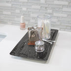 Monarch Abode Decorative Tray – 12-Inch Hand Hammered Dark Grey Metal Bathroom Tray Countertop, Vanity Trays Organizer, Perfume Plate for Dresser, Kitchen Countertop Large Fruit Platter, Pack of 2 - Image 4
