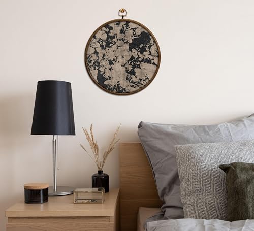 Neutral Abstract Floral Wall Decor, Vintage Printed Canvas Wall Hanging for Bedroom Kitchen Home Office, Round Decoration, Living Room Wall Art, Dorm Decor, Circular Wall Hanging with Hooks,13 - Image 6