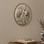 Vintage Crane Wall Sculpture, Antique Wall Decor, Crane Wall Art, Hand Painted Wall Decoration with Embossed Couple Birds Design, Heron Wall Art, Vintage Wall Decor for Living Room Bedroom Dining Room Hallway, Housewarming Gifts - Image 2