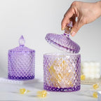 Sizikato Diamond Faceted Glass Candy Jar with Lid, 18oz Purple Decorative Jar, Nut Jar, Dried Fruit Storage Jar. - Image 3