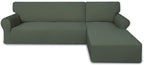 PureFit Stretch Sectional Couch Covers 2 pcs Non Slip L Shape Sofa Cover by PureFit