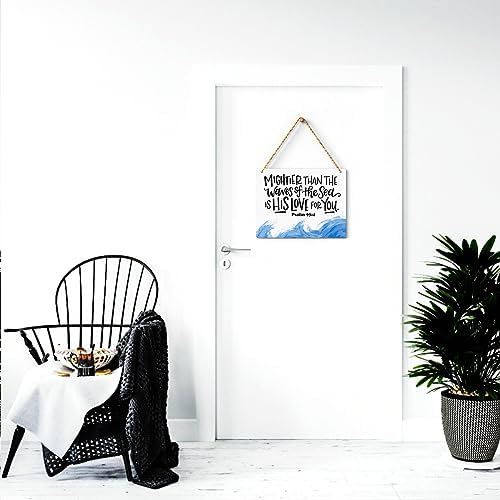 Inspirational Nautical Decor Mightier Than The Waves of The Sea Psalm 93:4 Scripture Wooden Hanging Sign Christian Gift for Baby Kids Girl Boy Nursery Teen Room Bible Verse Wall Art 10 x 8 Inches - Image 6