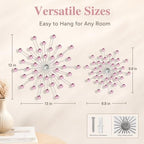ZEXUIRU 4 Set Silver Starburst Wall Art for Home Decor Metal Bling Crystal Rhinestones Sunburst Wall Decor Sparkling Rhinestone Art Accent Silver - 13 in - Image 3
