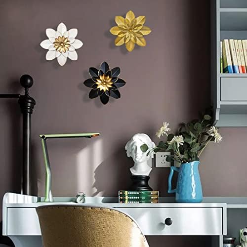 Metal Flower Wall Art Decor, 9.5“ Rustic Modern Floral Sculpture, Distressed Iron Wall Hanging Home Decoration Accent Artworks for Indoor Kitchen Bedroom Living Room Office Outdoor Garden Patio - Image 3