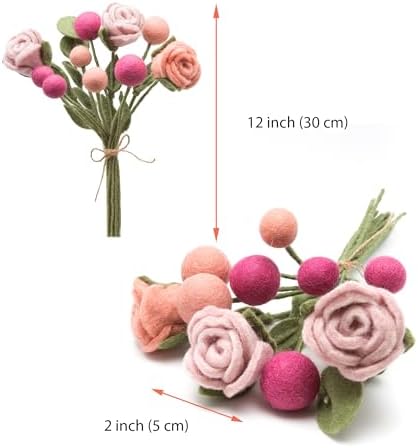 Glaciart One Felt Flowers Artificial Bouquet - 12 pcs|Reusable, Washable and Essential Oil Ready Multi Color Artificial Flowers w/Bendable Wire Stem |Great as Gift and Home or Event Decorations - Image 4