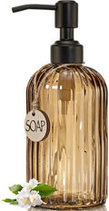 JASAI 18Oz Amber Glass Soap Dispenser with Black Pump for Hand Soap by JASAIHOME