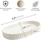 Sand White Oval Ceramic Vanity Tray for Bathroom Counter, Soap Dish - Image 3