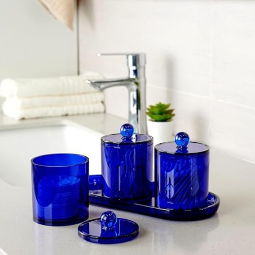 SheeChung Acrylic Vanity Tray, Bathroom Makeup Organizer Countertop, Blue - Image 6