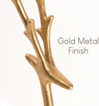 Christmas Decorations - Set of 2 Sculpted Gold Metal Reindeer Statues - Image 5