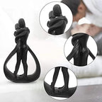 Resin Couple Modern Sculptures Home Decor Romantic Gift for Weddings Valentine's Day and Anniversaries Decoration Figurine for Girlfriend, Bridal Shower, Engagement (Black) - Image 3