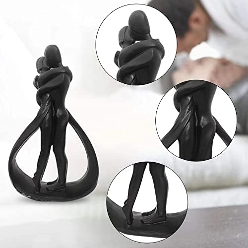 Resin Couple Modern Sculptures Home Decor Romantic Gift for Weddings Valentine's Day and Anniversaries Decoration Figurine for Girlfriend, Bridal Shower, Engagement (Black) - Image 3