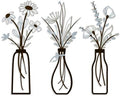 3 Pieces Metal Vase Flowers Wall Arts - Rustic Farmhouse Style Décor Metal Wall Art Black Minimalist Flower Natural Themed Wall Decors for Home Bedroom Dining Room Housewarming (Brown-Blue, Vase-C) by Artisinfiniteloveiseternaljustlikepi
