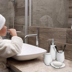RQYIXI Ceramic Bathroom Accessories Set,White,4 Piece,Tulip Design - Image 7