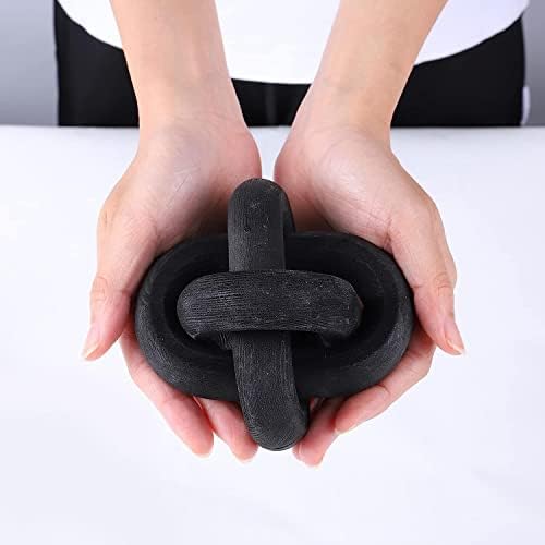 Wood Knot Chain Link Decor - 3 Link Boho Wooden Hand Carved Decorative Wooden Links Knots for Coffee Table Entryway Modern Farmhouse Shelf Decoration (Black) - Image 3