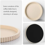 Yalikop Round Concrete Decorative Tray for Coffee Table Decoration 12" Modern Cream White Table Centerpieces Decorative Ottoman Tray for Serve Home Decoration Accent Bandejas Decorativas Gift - Image 3