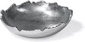 Red Co. 8.75” Silver Moon Decorative Metal Torn Hammered Asymmetrical Centerpiece Bowl with Pointed Edges by RedCo