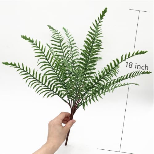 CATTREE Artificial Boston Fern Plants, Fake Ferns Shrubs Plastic Faux Greenery Bushes for Indoor Outdoor Decor Home Kitchen Table Vase Garden Verandah Porch Planter Filler Plant DIY Decorations 4 Pack - Image 6