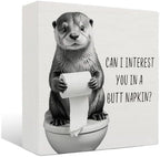 Funny Otter Bathroom Decor - Otter Gifts Wooden Box Sign, Funny Bathroom Decor, Otter Gifts for Otter Lovers, 8 X 8 Inches by Unknown