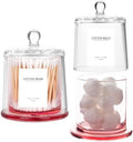 rejomiik Qtip Holder Apothecary Jars with Lid, 2 Pack Thick Glass, Pink by rejomiik
