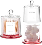 rejomiik Qtip Holder Apothecary Jars with Lid, 2 Pack Thick Glass, Pink by rejomiik